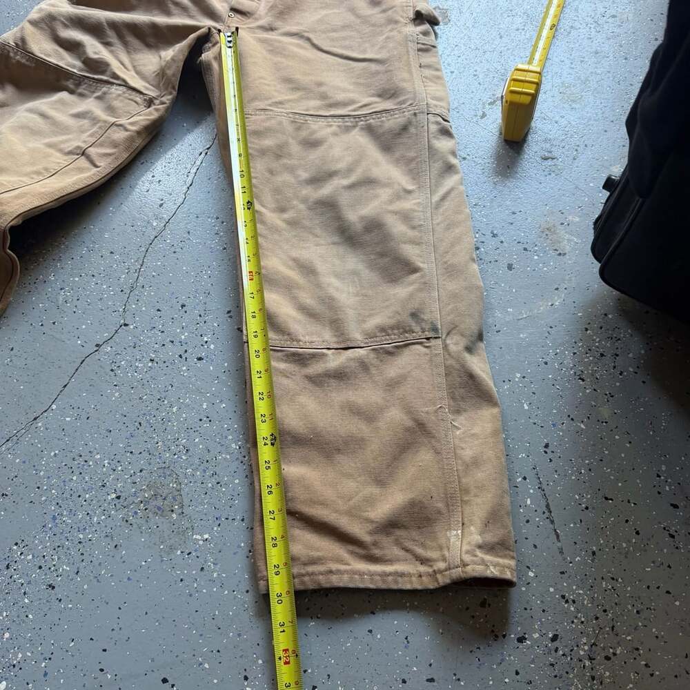Carhartt R01 Double Knee Work Overalls Size 38x32 Tan Duck - Picture 7 of 8